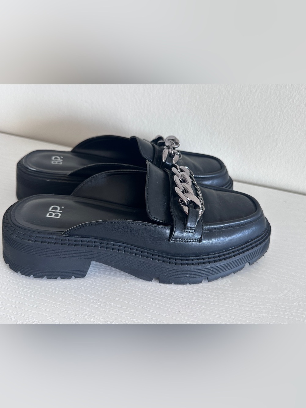 BP Black Platform Loafer with Chain
